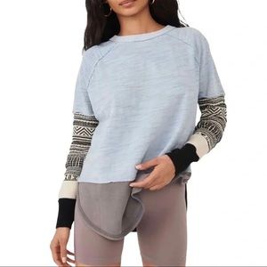 Free People Jordan Mix Knit Long Sleeve NWT Size Large Layered Abstract Print